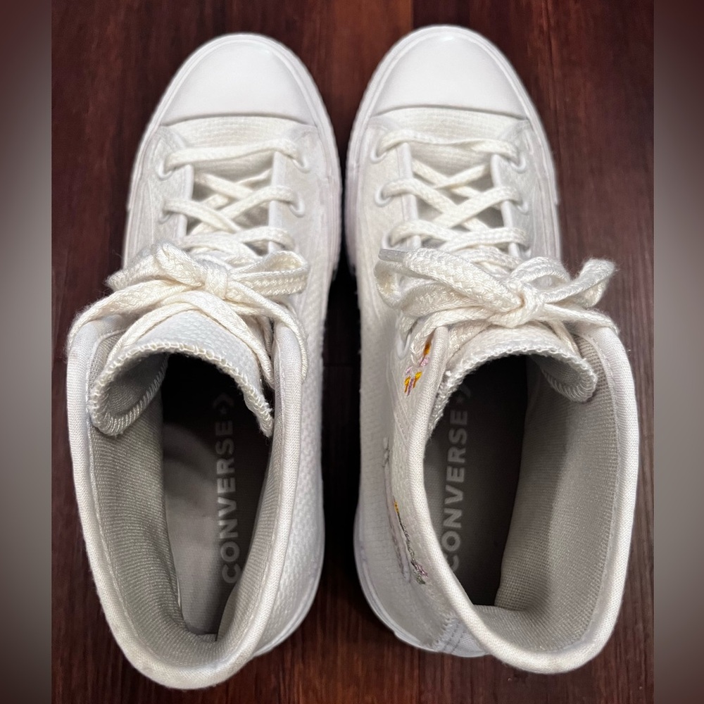 Converse Chuck Taylor All Star Lift Platinum Embroidery on white canvas Size 9 - Picture 9 of 11